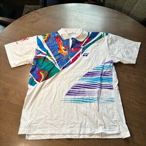 Vintage Yonex Mens Tennis Polo Shirt Size large Rare Colorful Flawless
